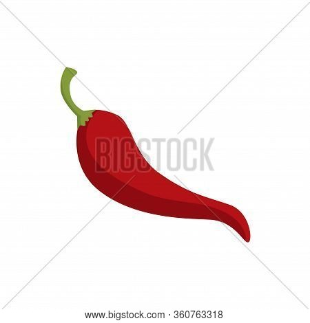 Red Pepper Chilli On White Background. Vector Illustration In Trendy Flat Style. Eps 10.