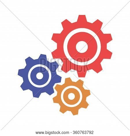 Gears On White Background. Vector Illustration In Trendy Flat Style. Esp 10.