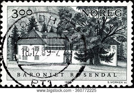 02.09.2020 Divnoe Stavropol Krai Russia The Postage Stamp Norway 1989 Norwegian Manor Houses Baronie