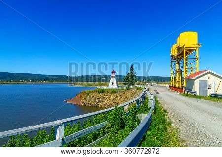 View Of Countryside And The Anderson Hollow Lighthouse, In Hopewell Hill, New Brunswick, Canada