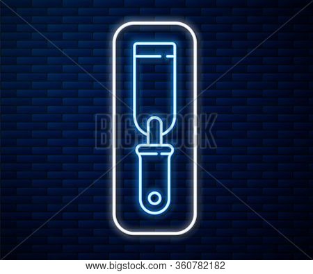 Glowing Neon Line Rasp Metal File Icon Isolated On Brick Wall Background. Rasp For Working With Wood