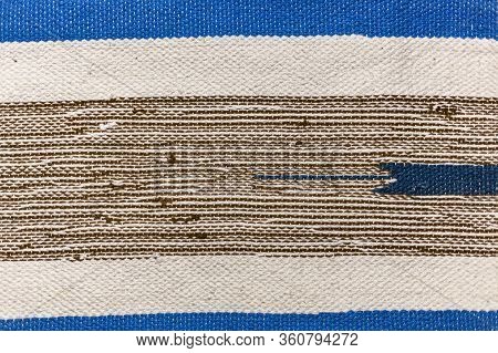 Fabric Texture. Background From Multi-colored Fabric. Thread Of All Colors. Template For Design. A B