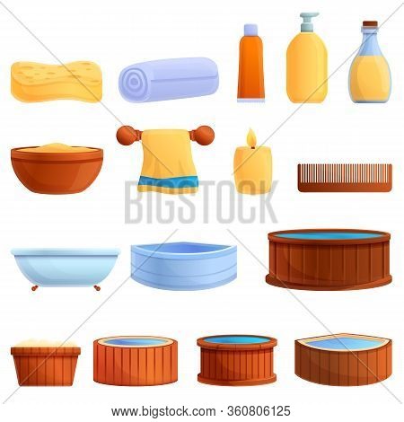 Jacuzzi Icons Set. Cartoon Set Of Jacuzzi Vector Icons For Web Design