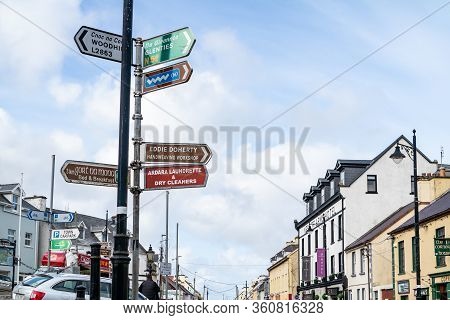 Ardara, County Donegal , Ireland - March 13 2020 : Ardara Town Is Still Busy During The Corona Outbr