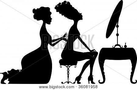 Ayna ve onu Maid.eps kız