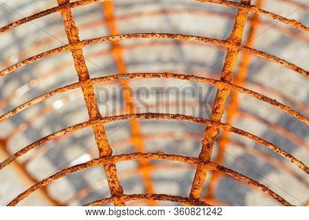 Rusty Texture On Background Of Stones. Geometry In The Gland. Iron Texture For Background. Rusty Iro