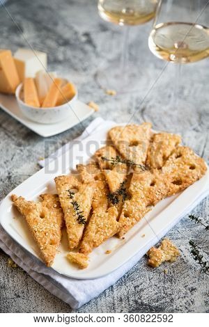 Homemade Cheese Cookies. Cheese Cookies, Homemade Wholesome Pastries. Cheese And White Wine.