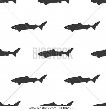 Seamless Pattern With Icon Polar Atlantic Sharks. Modern Vector Illustration For Web Design Or Print