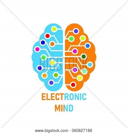 Vector Illustration Of The Brain. Artificial Or Electronic Intelligence. Stock Illustration Isolated