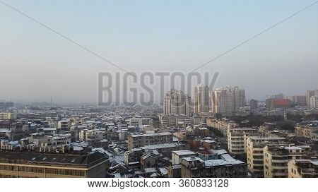 View From The Rooftop At The End Of Winter Of 2015 In Yiwu City, Zhejiang Province, China.