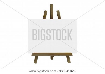 Desktop Wooden Easel And Blank Canvas On White Background.isolated Objects. The Template For The Ins