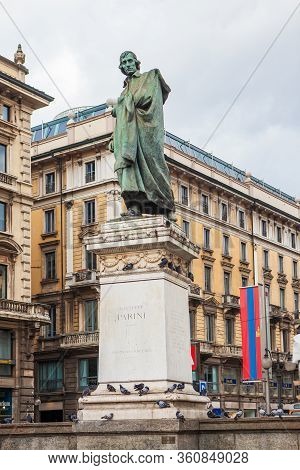 Milan, Italy - November 3, 2012: Monument To The Italian Poet Giuseppe Parini, Piazza Cordusio. Scul