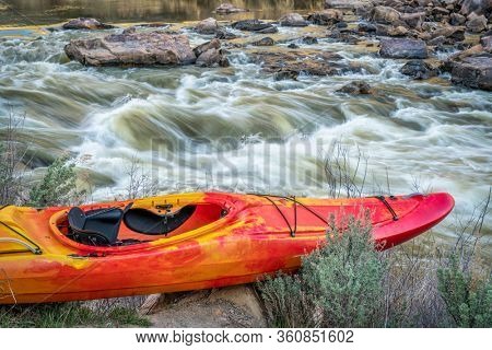 whitewater kayak and river rapid - Rodeo Rapid on the upper Colorado River at Burns, Colorado, USA