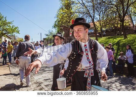 Holloko, Hungary - April 12, 2019: Easter Festival In The Folklore Village Of Holloko In Hungary. Gu