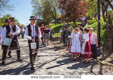 Holloko, Hungary - April 12, 2019: Easter Festival In The Folklore Village Of Holloko In Hungary. Gu