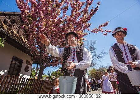 Holloko, Hungary - April 12, 2019: Easter Festival In The Folklore Village Of Holloko In Hungary. Gu