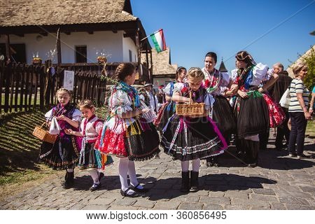 Holloko, Hungary - April 12, 2019: Easter Festival In The Folklore Village Of Holloko In Hungary. Gi