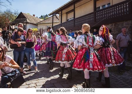 Holloko, Hungary - April 12, 2019: Easter Festival In The Folklore Village Of Holloko In Hungary. Gi