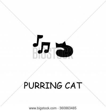 Purring Cat Flat Vector Icon. Hand Drawn Style Design Illustrations.