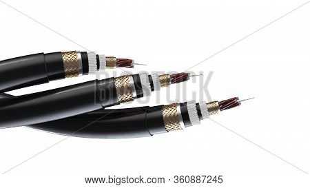 3d Rendering, Concept Of Fiber Optic Cable Isolated On White Background. Future Cable Technology. De