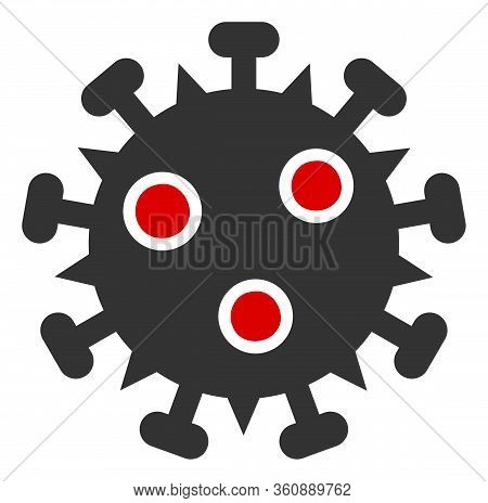Vector Sars Virus Flat Icon. Vector Pictograph Style Is A Flat Symbol Sars Virus Icon On A White Bac