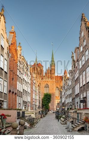 Empty Mariacka street in Gdansk old town at early morning. Mariacka street is one of the most notable tourist attractions in Gdansk, Poland