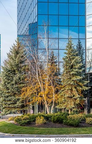 Business Building In Fall Time. Markham, Canada