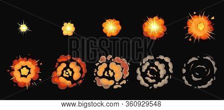 Explosion Process Isolated Cartoon Set Icon. Vector Illustration Effect Explode On White Background.