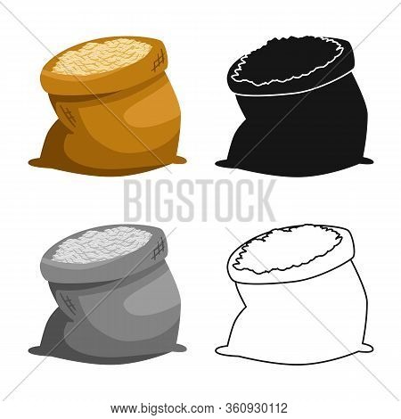 Vector Illustration Of Bag And Grain Icon. Set Of Bag And Wheat Vector Icon For Stock.