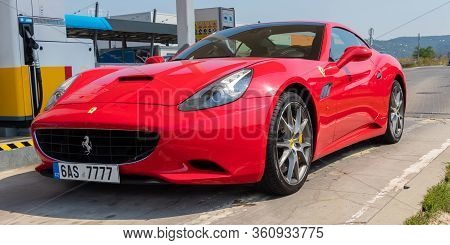Ferrari 812 Superfast Sports Car Parked In A Gas Station In Bratislava, Slovakia - August 29, 2019