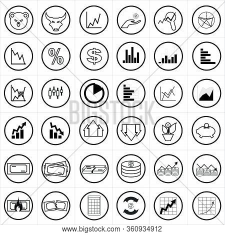 Stock Trading Icons Set, Stock Market And Financial Analysis, Vector Illustration