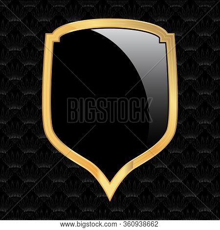 Retro Vector Black And Gold Security Shield Badge Graphic Emblem Logo Design - Protection And Safety