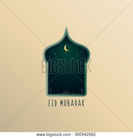 Eid Mubarak Simple Greeting Card Design Template. A Luxurious And Magnificent Islamic Background. In