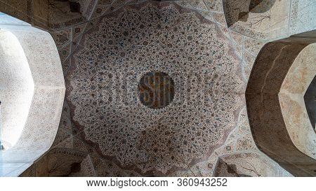 Isfahan, Iran - May 2019: Entrance Of The Terrace Of Ali Qapu Palace In Isfahan Naqsh-e Jahan Square