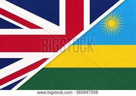 United Kingdom Of Great Britain And Ireland Or Uk Vs Republic Of Rwanda Or Ruanda National Flag From