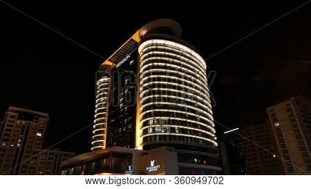 Baku, Azerbaijan - July 2019: Baku Jw Marriott Absheron Hotel At Night
