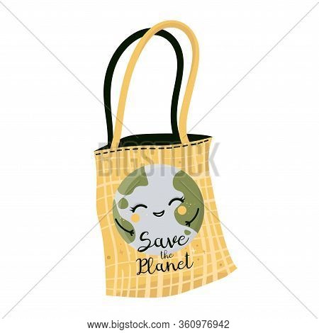 Zero Waste Shopping - Life Style Vector. Tote Bag, Cotton, Net Bags.