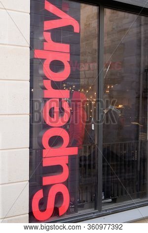 Bordeaux , Aquitaine / France - 09 18 2019 : Superdry Store Clothing Design Manufacturing Company Fo