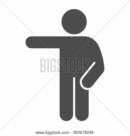 Man Point To The Right Solid Icon. Man With One Arm Down And Hand Pointing To Right Glyph Style Pict
