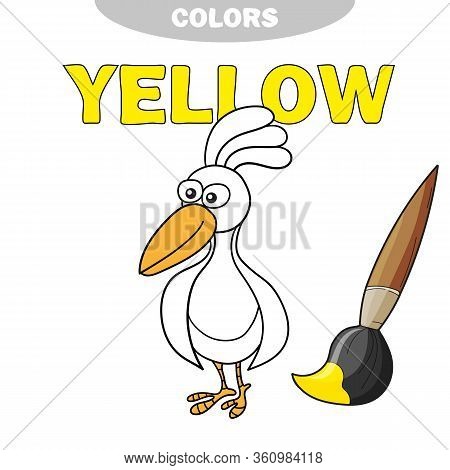 Coloring Book - Finny Bird. Learn Colors - Yellow