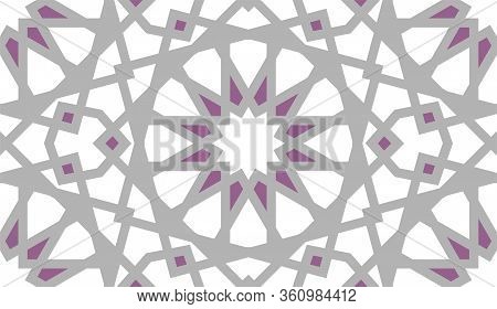 Islamic Grid Vector Pattern. Arabic Tile Vector Seamless Pattern. Arabesque Colorfull Repeating Text