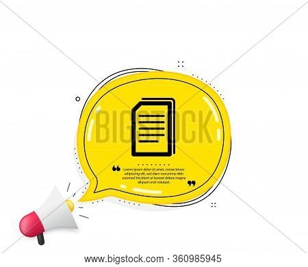 Copy Documents Icon. Quote Speech Bubble. Copying Files Sign. Paper Page Concept Symbol. Quotation M