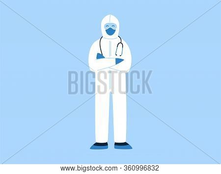 Vector Illustration In Flat Style. Thank You Doctors And Nurses Helping People To Cope With Novel Co