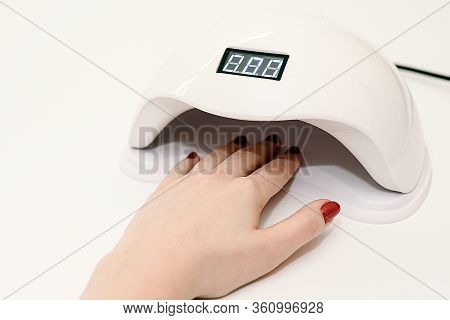 Girl Doing Manicure, Nails Gel Polish, White Background