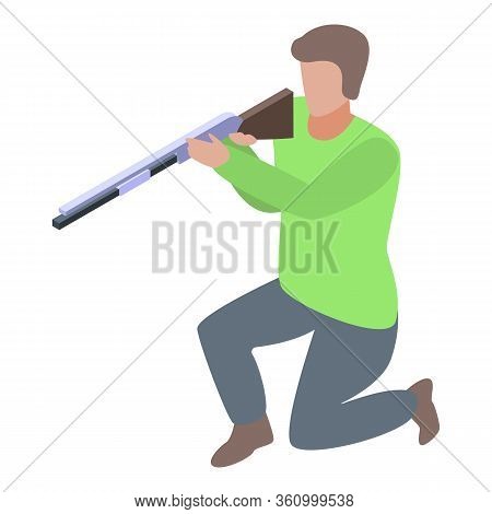 Shotgun Shooter Icon. Isometric Of Shotgun Shooter Vector Icon For Web Design Isolated On White Back