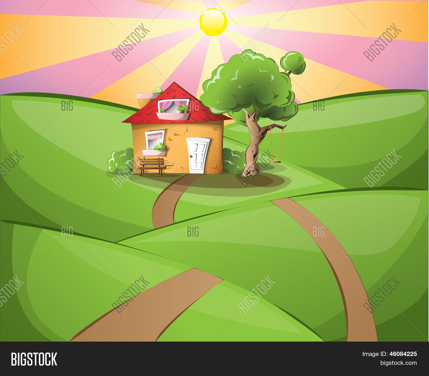 Cosy Cartoon House Vector & Photo (Free Trial) Bigstock