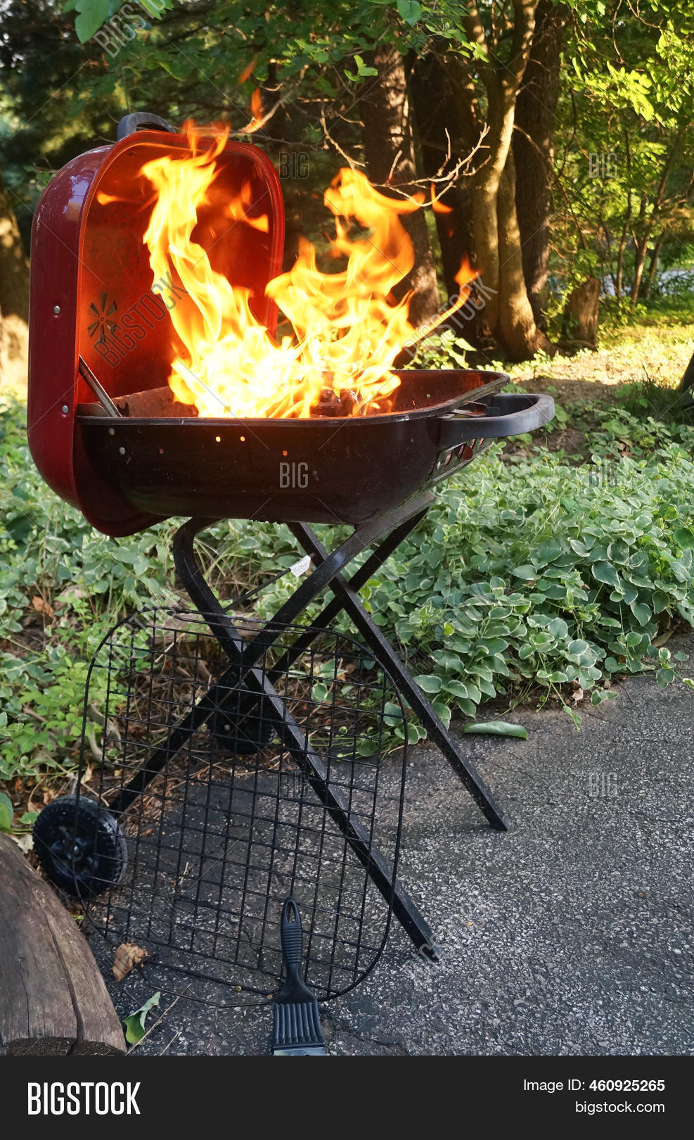 Charcoal Grill On Fire Image & Photo (Free Trial) Bigstock