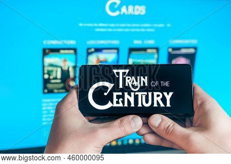 Russia Moscow 25.12.2021 Logo Of Train Of The Century. Blockchain Nft Ethereum Cryptocurrency Strate