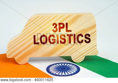 The Concept Of Cargo Transportation And Logistics. On The Flag Of India There Is A Truck With The In
