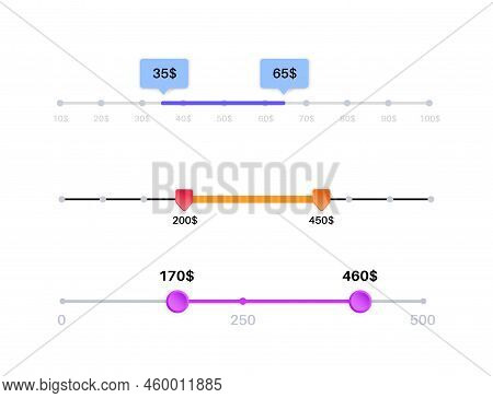 Price Range Scrollbar In Web Form, Online Application. Filter Slider On Website, 3d User Interface E